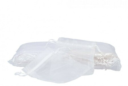 Amber organza zakje wit per stuk