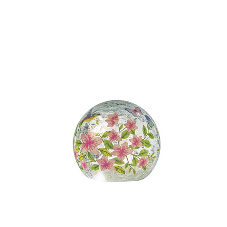 Bal glas led bloemprint d12cm