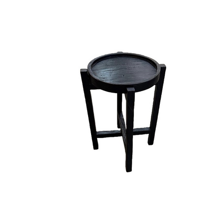 Bijzettafel teak d30h50cm zwart