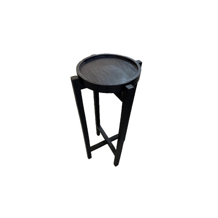 Bijzettafel teak d30h75cm zwart