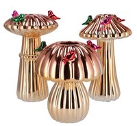 BIRD MUSHROOM VASE METALIC GOLD ASS 16X16X25CM NM