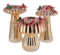 BIRD MUSHROOM VASE METALIC GOLD per stuk 14X14X20CM NM