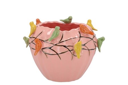 BIRD POT PINK 19X19X15CM