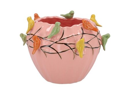 BIRD POT PINK 26X26X20CM