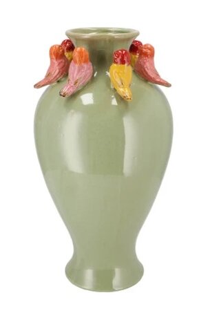 BIRD SPRING VASE LONG GREEN PISTACHE 21X21X34CM