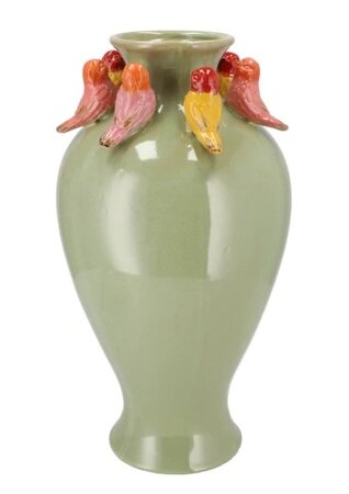 BIRD SPRING VASE LONG GREEN PISTACHE 23X23X42CM