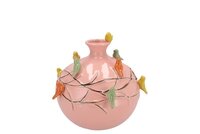 BIRD VASE TUBE PINK 14X14X14CM