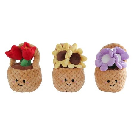 Bloemenmand pluche h18cm a3