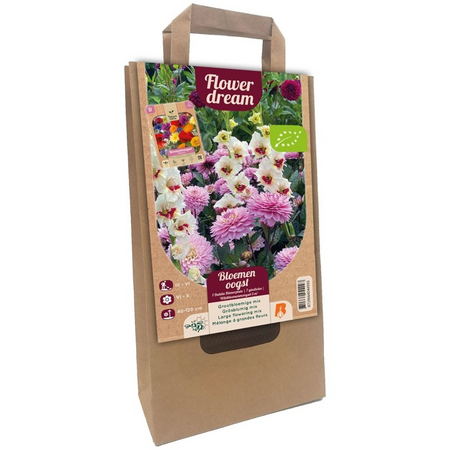 Bloemenoogst zadenmengsel in tas