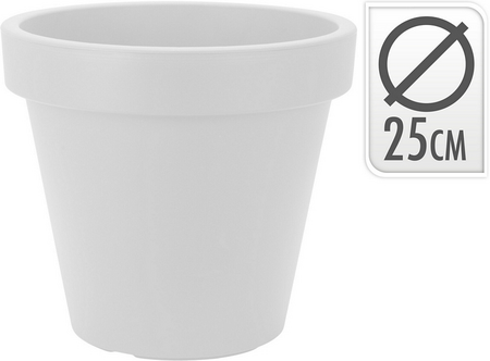 BLOEMPOT EK ROND 25CM WIT