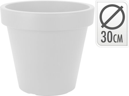 BLOEMPOT EK ROND 30CM WIT