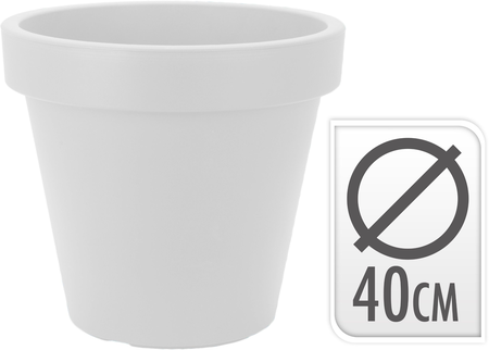 BLOEMPOT EK ROND 40CM WIT