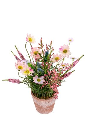 Bloemstuk margrietje h22cm l.roze