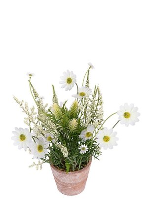 Bloemstuk margrietje h22cm wit