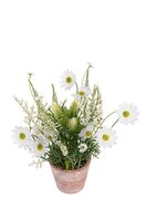 Bloemstuk margrietje h22cm wit