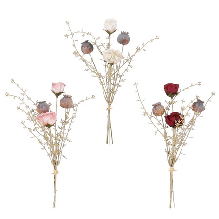 Boeket klaproos l35b15h7cm beige a3