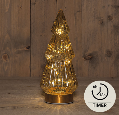 Boom glas h23.5cm amber/gd bo - afbeelding 1