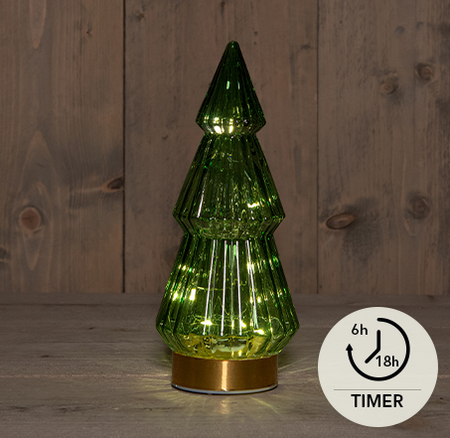 Boom glas h23.5cm groen/gd bo - afbeelding 1