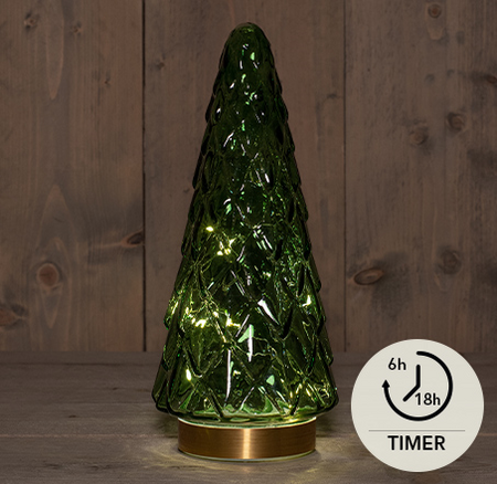 Boom glas h28.5cm groen/gd bo