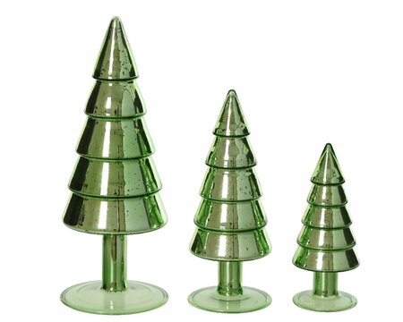 Boom glas l8b8h21cm dennengroen 3st
