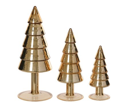 Boom glas l8b8h21cm goud 3st