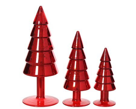 Boom glas l8b8h21cm kerstrood 3st