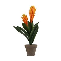 Bromelia in pot d30h45cm oranje (Zijde-plant)