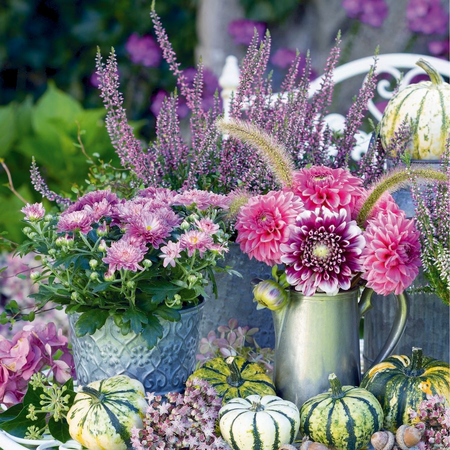 Buitencanvas 58x58cm bloemen paars