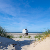 Buitencanvas 58x58cm huis op palen