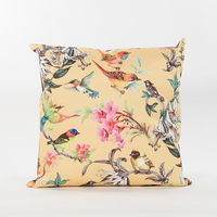 Buitenkussen 60x60cm vogels geel