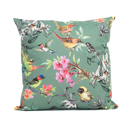 Buitenkussen 60x60cm vogels groen
