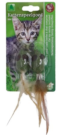 Catnip muis+veren 4.5cm 2st