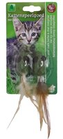 Catnip muis+veren 4.5cm 2st