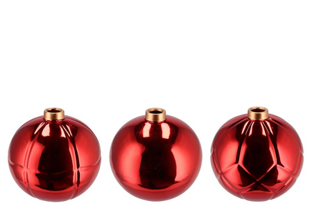 CHRISTMASBALL RED SINGLE VASE per stuk 9X9X8CM