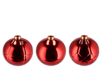 CHRISTMASBALL RED SINGLE VASE per stuk 9X9X8CM