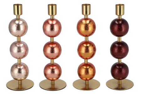 COSMO FOILED NUDE MIX BALL CANDLE HOLDER ASS 7X7X23CM