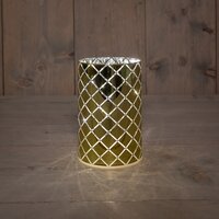Cylinder glas 8 led d10h15cm goud