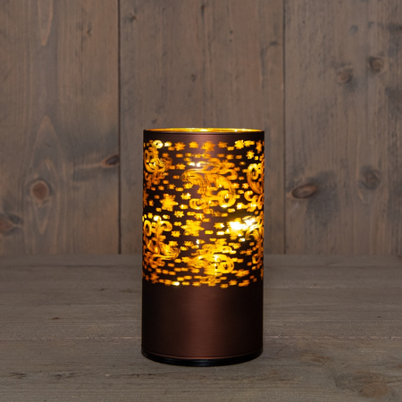 Cylinder glas draaiend 16x9cm choco