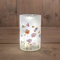 Cylinder glas met bloemprint led - afbeelding 1