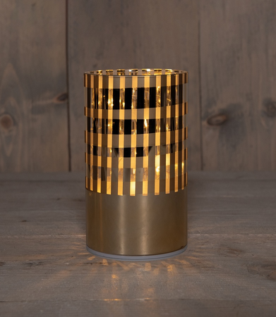 Cylinder glas ruit led 12x9cm goud