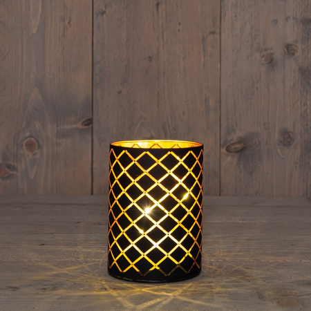 Cylinder glas ruit led 12x9cm zwart