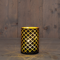 Cylinder glas ruit led 12x9cm zwart