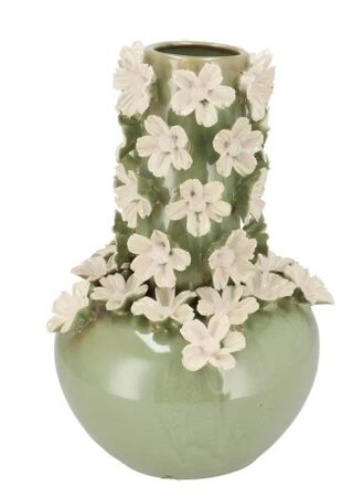 DAISY GREEN VASE TUBE FLOWER 19X19X27CM