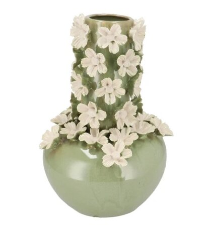 DAISY GREEN VASE TUBE FLOWER 21X21X32CM