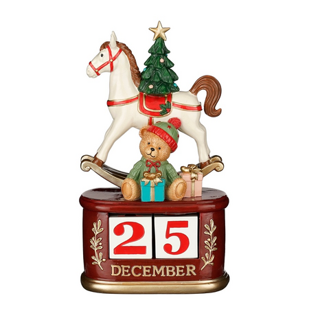 Deco kalender l13.5b7.5h23.5cm rood