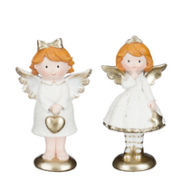 Decoratie engel l11b5h19.5cm wit a2