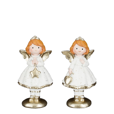 Decoratie engel l7.5b6h14cm wit a2