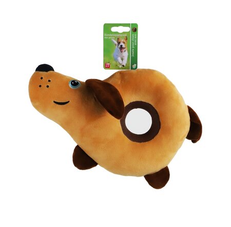 Donut hond pluche+piep 38cm brn