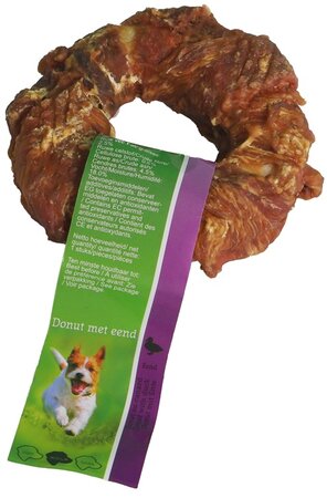 Donut met eend 9cm met label
