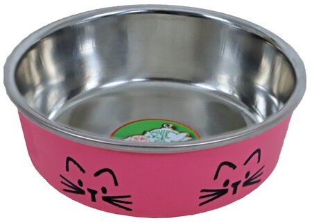 Eetbak kat rvs kattekop 11cm roze